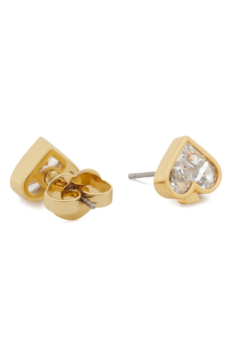 Kate Spade New York crystal spade stud earrings, Alternate, color, Clear/ Gold