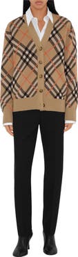 Burberry Check Wool Mohair Blend Cardigan