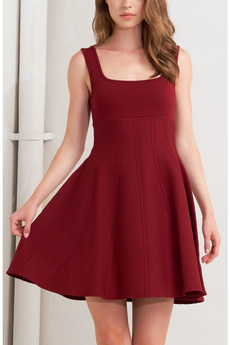 Knit Skater Minidress, Alternate, color, BURGUNDY