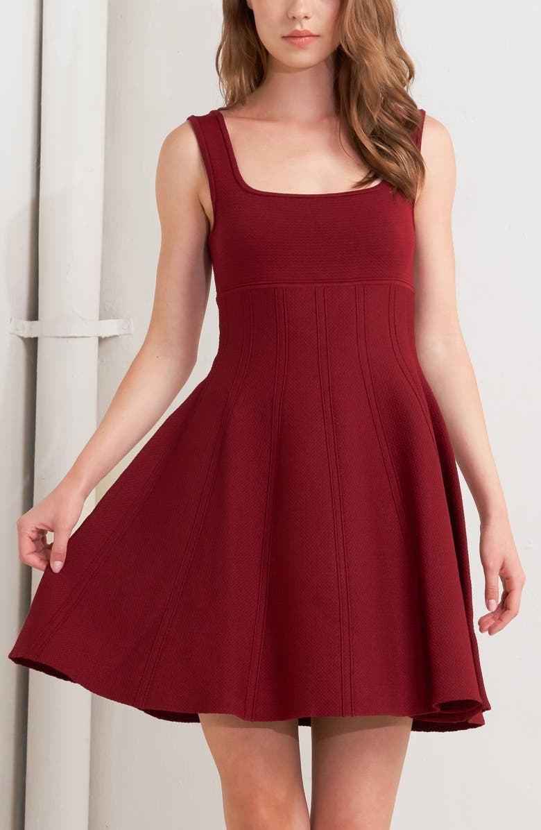 FREEMARKET Knit Skater Minidress, Alternate, color, Burgundy