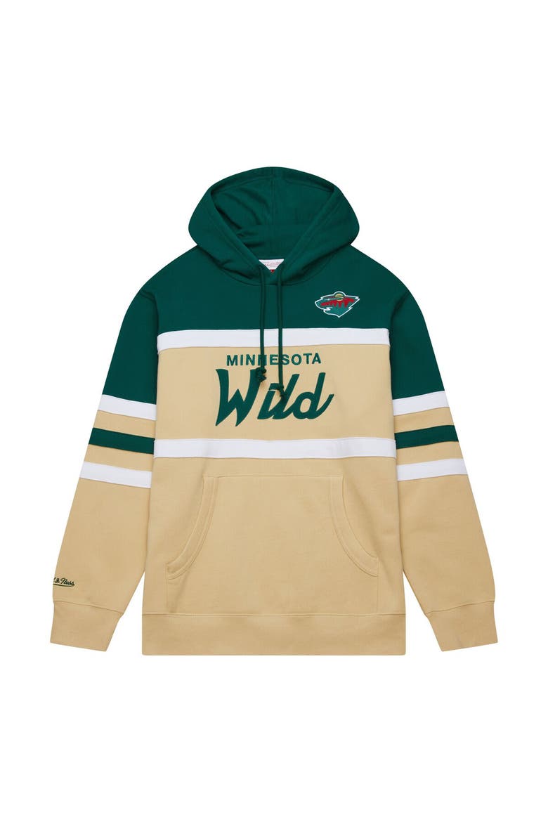 Men's Mitchell & Ness Cream/Green Minnesota Wild Head Coach Pullover Hoodie, Alternate, color, Cream