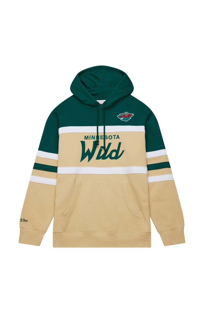 Mitchell & Ness Men's Mitchell & Ness Cream/Green Minnesota Wild Head Coach Pullover Hoodie, Alternate, color, Cream