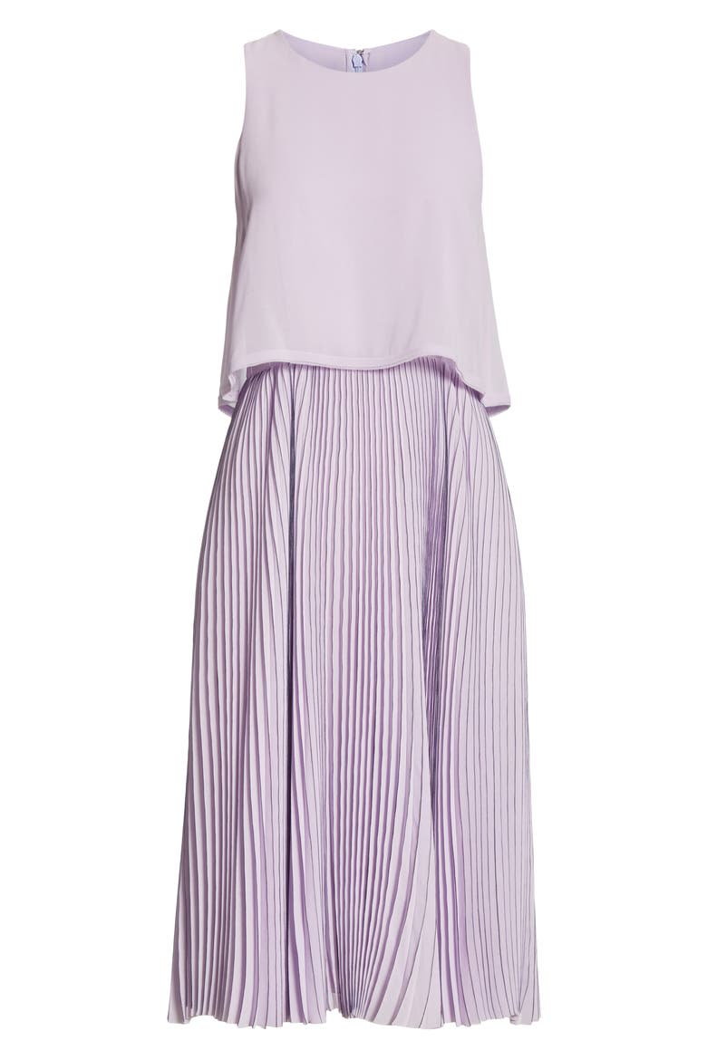 Jason Wu Pleated Popover Dress, Alternate, color, PASTEL MAUVE/ DARK NAVY
