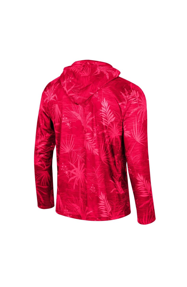 COLOSSEUM Men's Colosseum Scarlet Nebraska Huskers Palms Printed Lightweight Quarter-Zip Hooded Top, Alternate, color, 