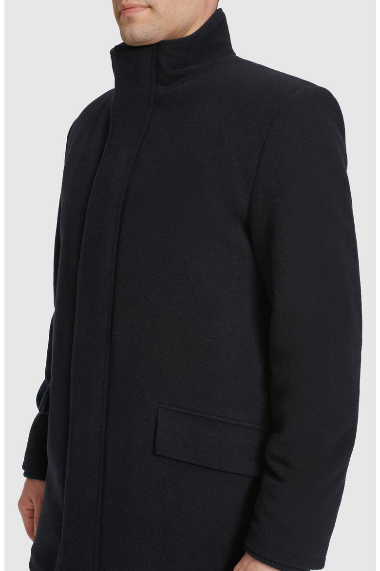 Stand Collar Wool Blend Car Coat, Alternate, color, NAVY