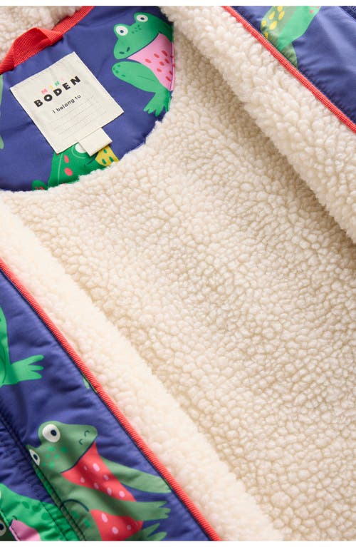 Mini Boden Kids' Fleece Lined Hooded Jacket In Blue