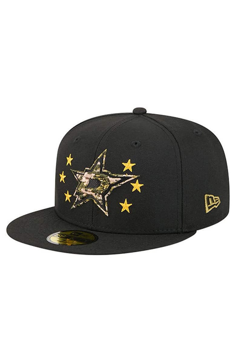 New Era Men's New Era  Black Dallas Stars Military Appreciation Digital Camo Stars 59FIFTY Fitted Hat, Alternate, color, Black