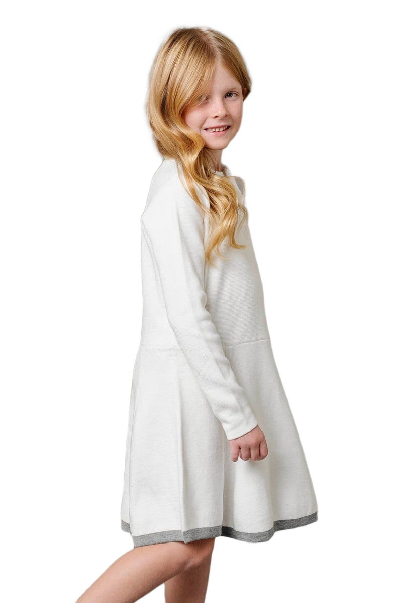 Hope & Henry Girls' Organic Mock Neck Bow Detail Sweater Dress, Toddler, Alternate, color, Soft White Bow Neck