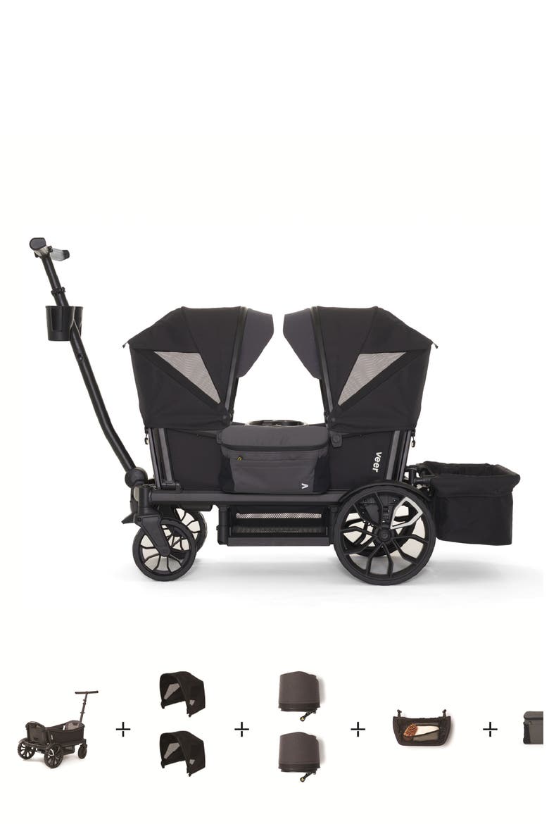 Cruiser All-Terrain 2-Seater Stroller Wagon & Accessories Bundle, Alternate, color, BLACK