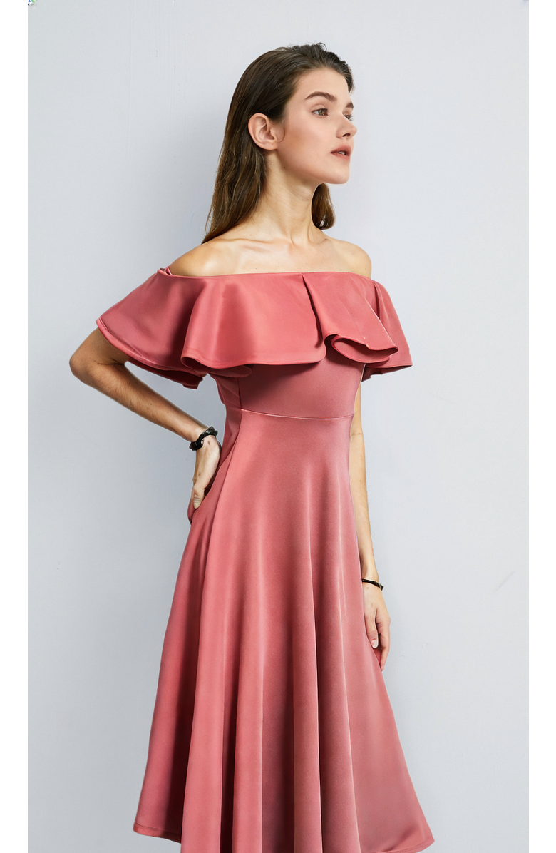 CREEA the Label Off the Shoulder Ruffle Midi Dress, Alternate, color, 