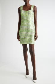 ST. JOHN Plaid Eyelash Tweed Sheath Minidress