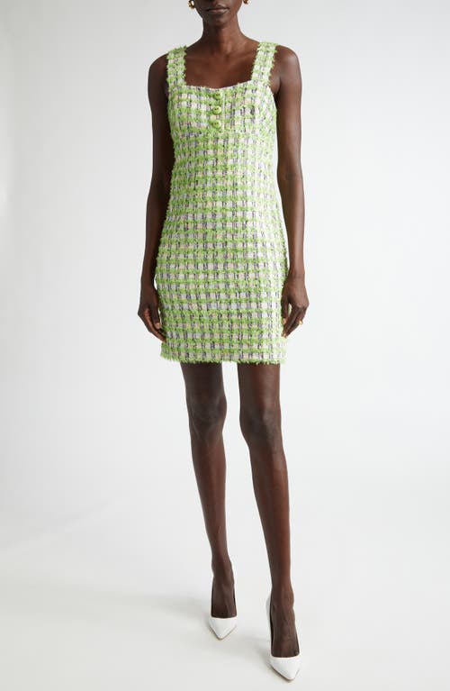 St John St. John Collection Plaid Eyelash Tweed Sheath Minidress