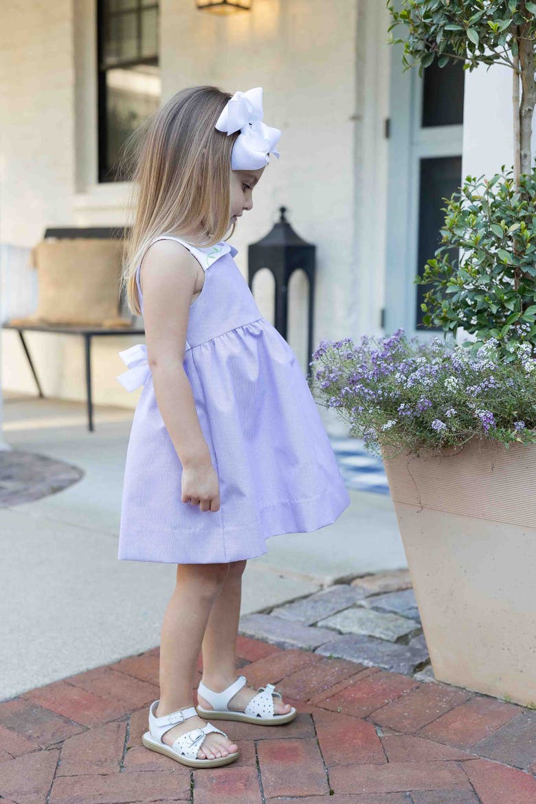 Pincord Dress with Flowers, Alternate, color, Lavender/White