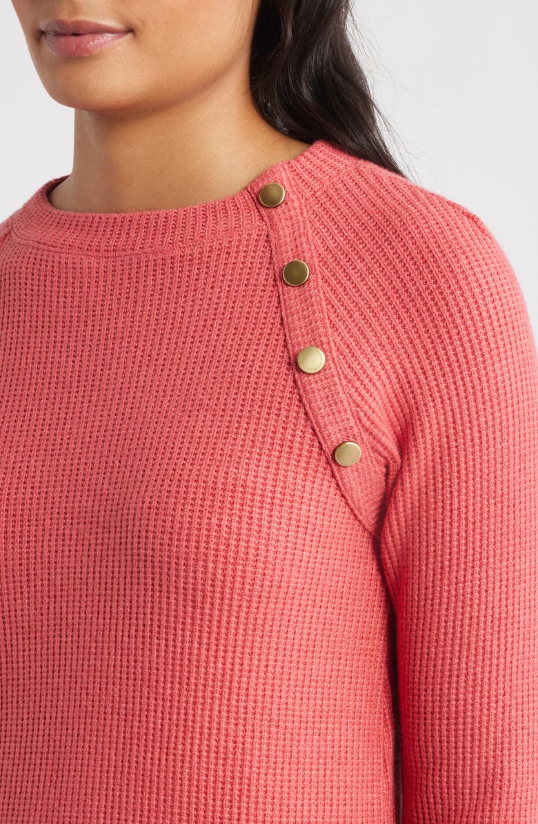 NIC+ZOE Thermal Knit Button Top, Alternate, color, Cinnabar