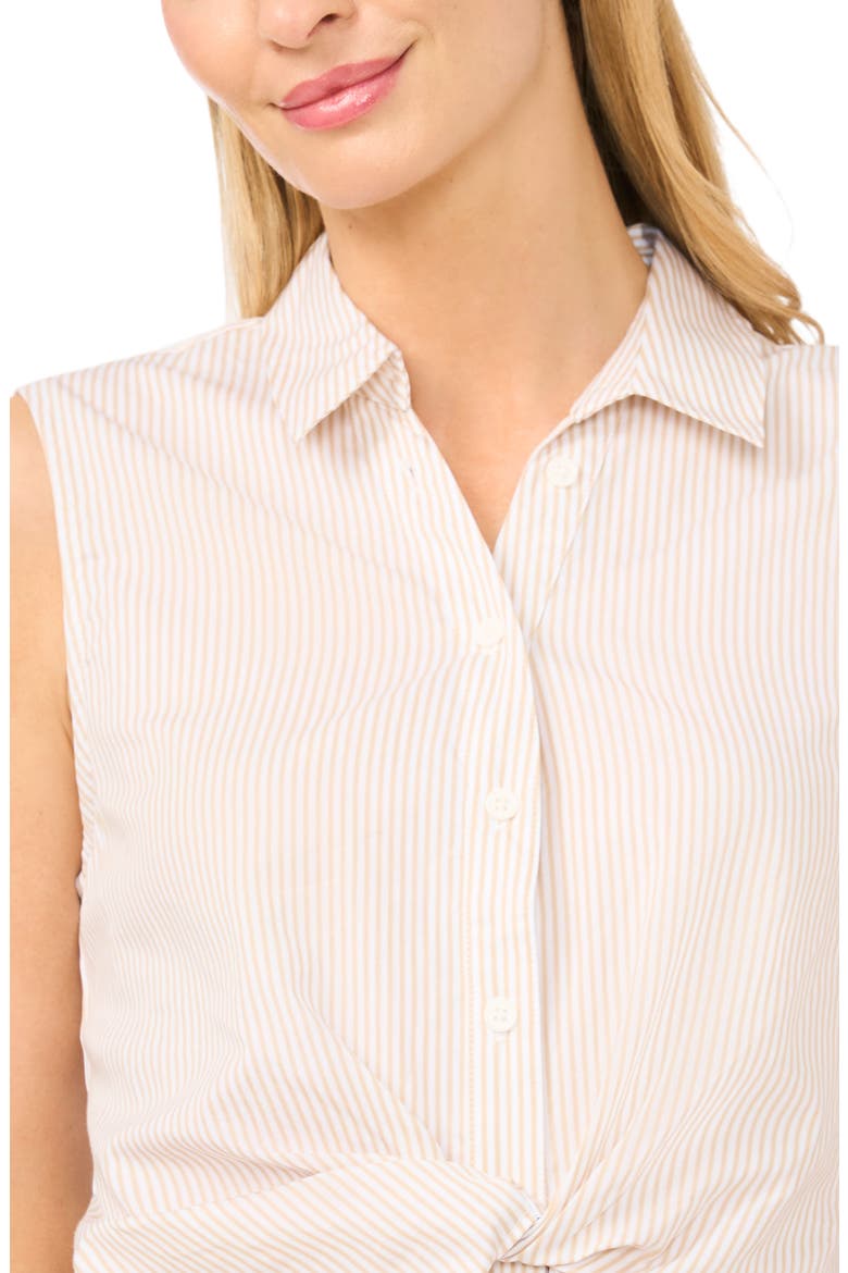 Stripe Twist Detail Sleeveless Cotton Shirtdress, Alternate, color, PEBBLE