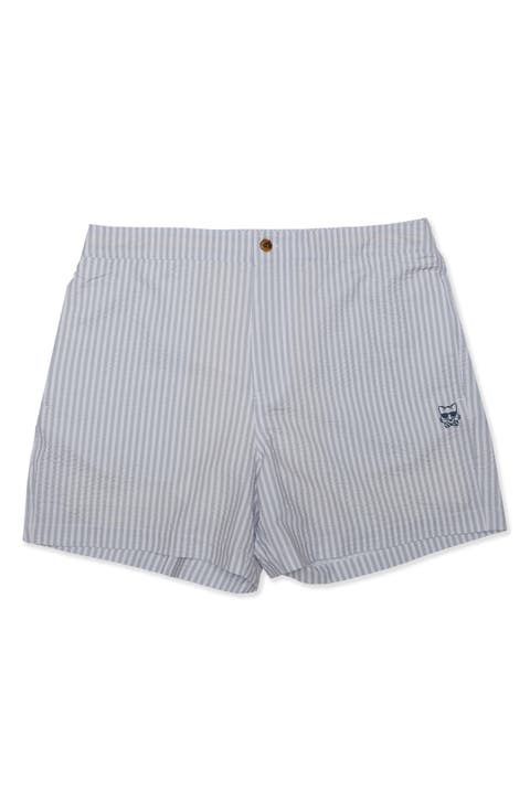 Mullet Seersucker Striped Swim Trunks