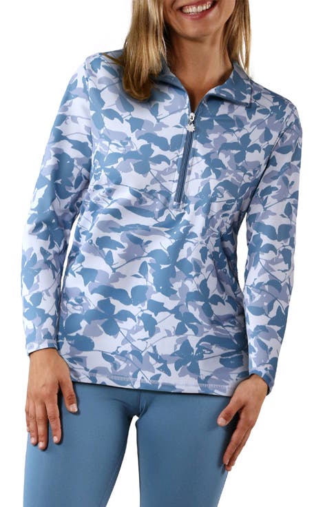 Long Sleeve Half Zip Ruched Sun Shirt