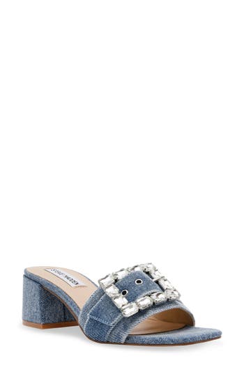 Steve Madden Sandre Block Heel Sandal In Denim Multi