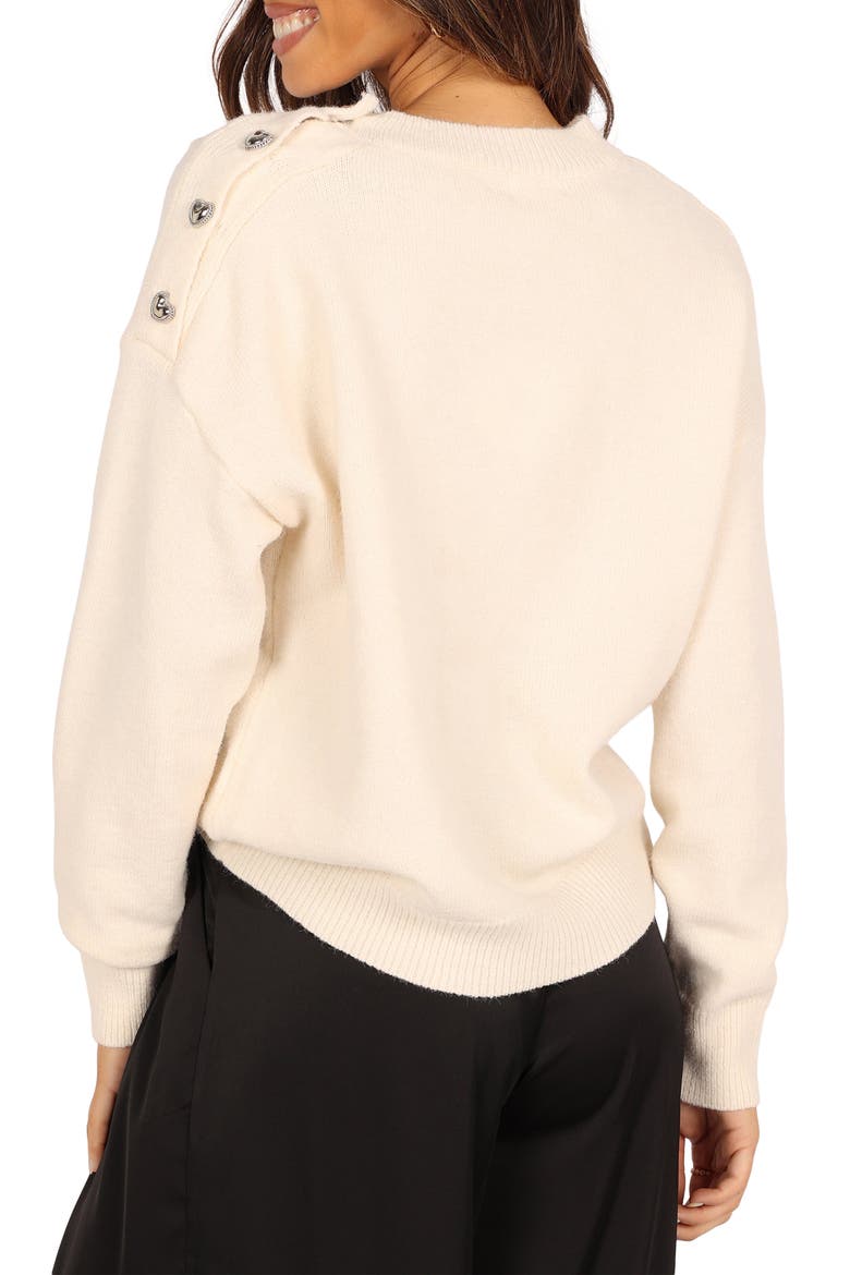 Amour Button Shoulder Sweater, Alternate, color, CREAM