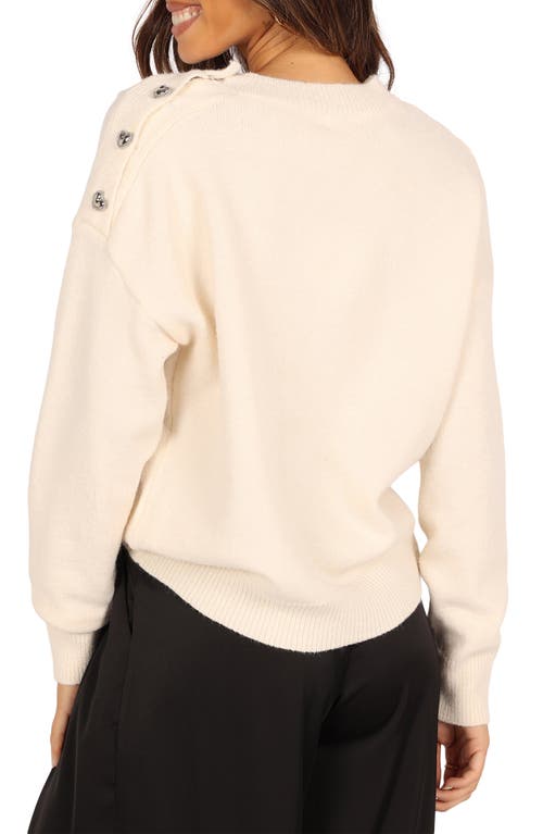 Petal And Pup Petal & Pup Amour Button Shoulder Sweater In Neutral