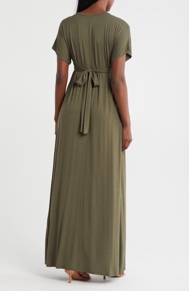 Loveappella Empire Maxi Dress, Alternate, color, Olive