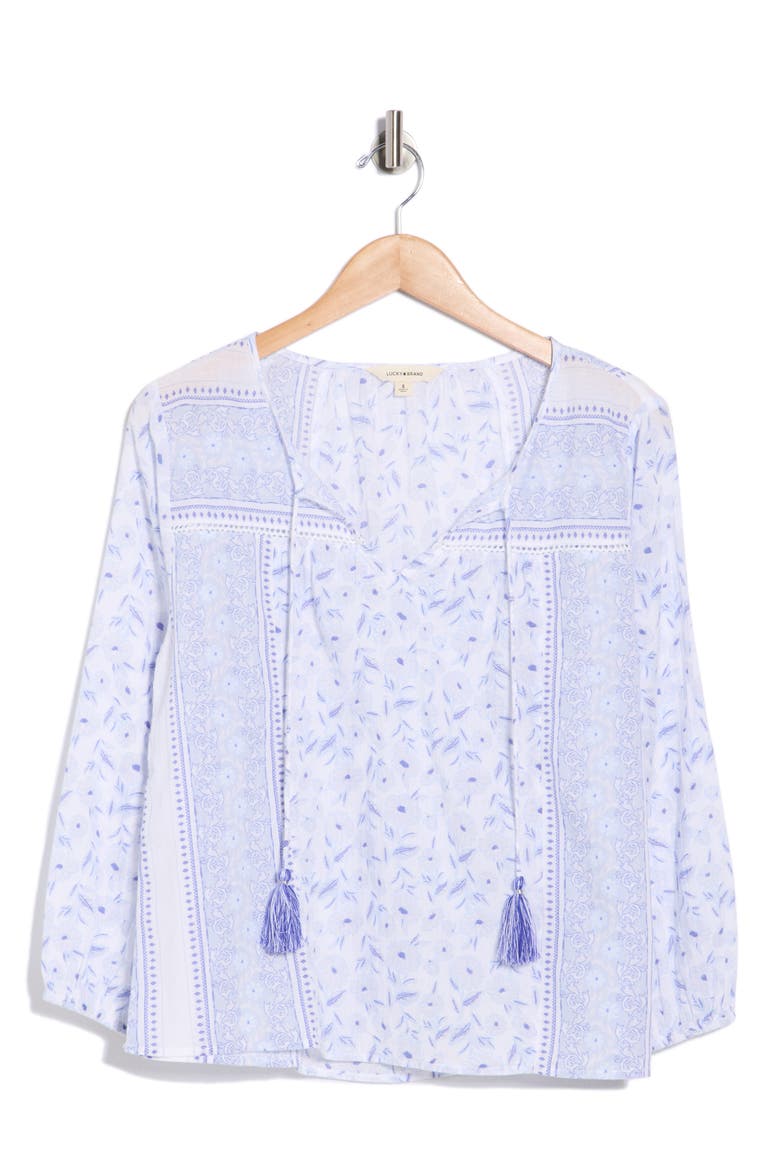 Long Sleeve Cotton Top, Alternate, color, BLUE MULTI