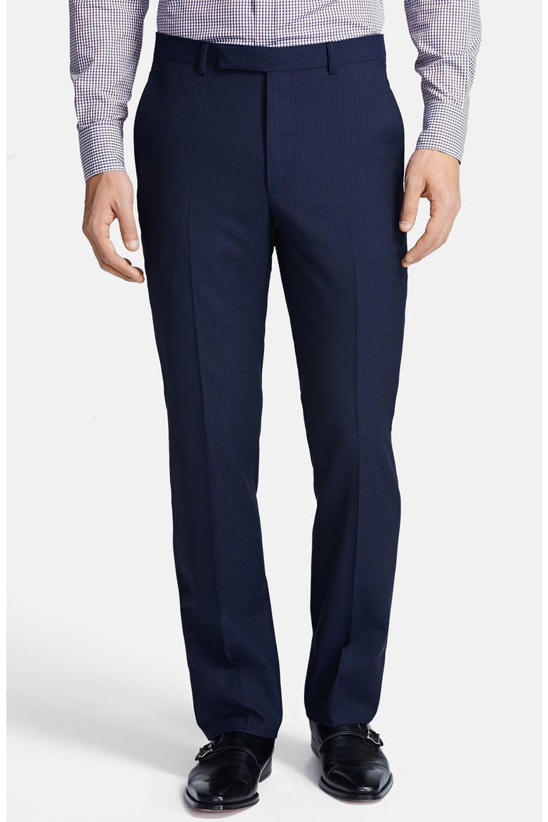 Trim Fit Navy Check Twill Wool Suit, Alternate, color, NAVY SOLID
