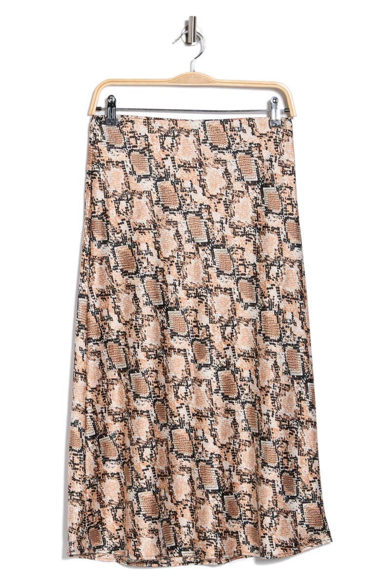Renee C Snakeskin Print Midi Skirt, Alternate, color, Taupe