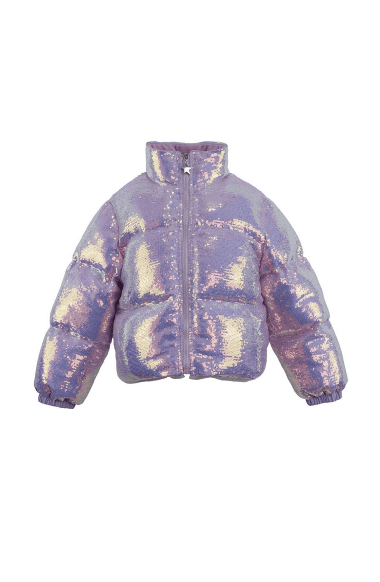 Lola + The Boys Shimmer Puffer, Main, color, Purple