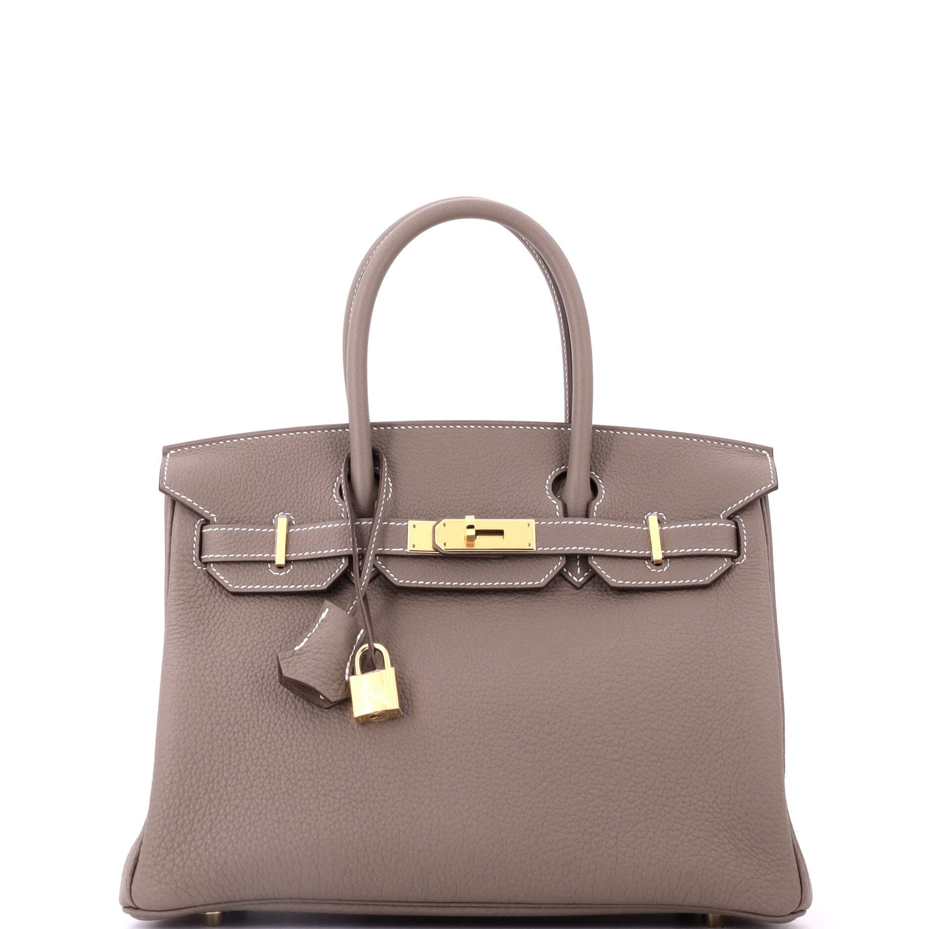 Pre-Owned Hermes Birkin Handbag Grey Togo with Gold Hardware 30, Main, color, Etoupe