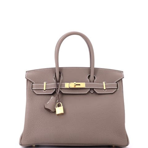 Birkin Handbag Grey Togo with Gold Hardware 30