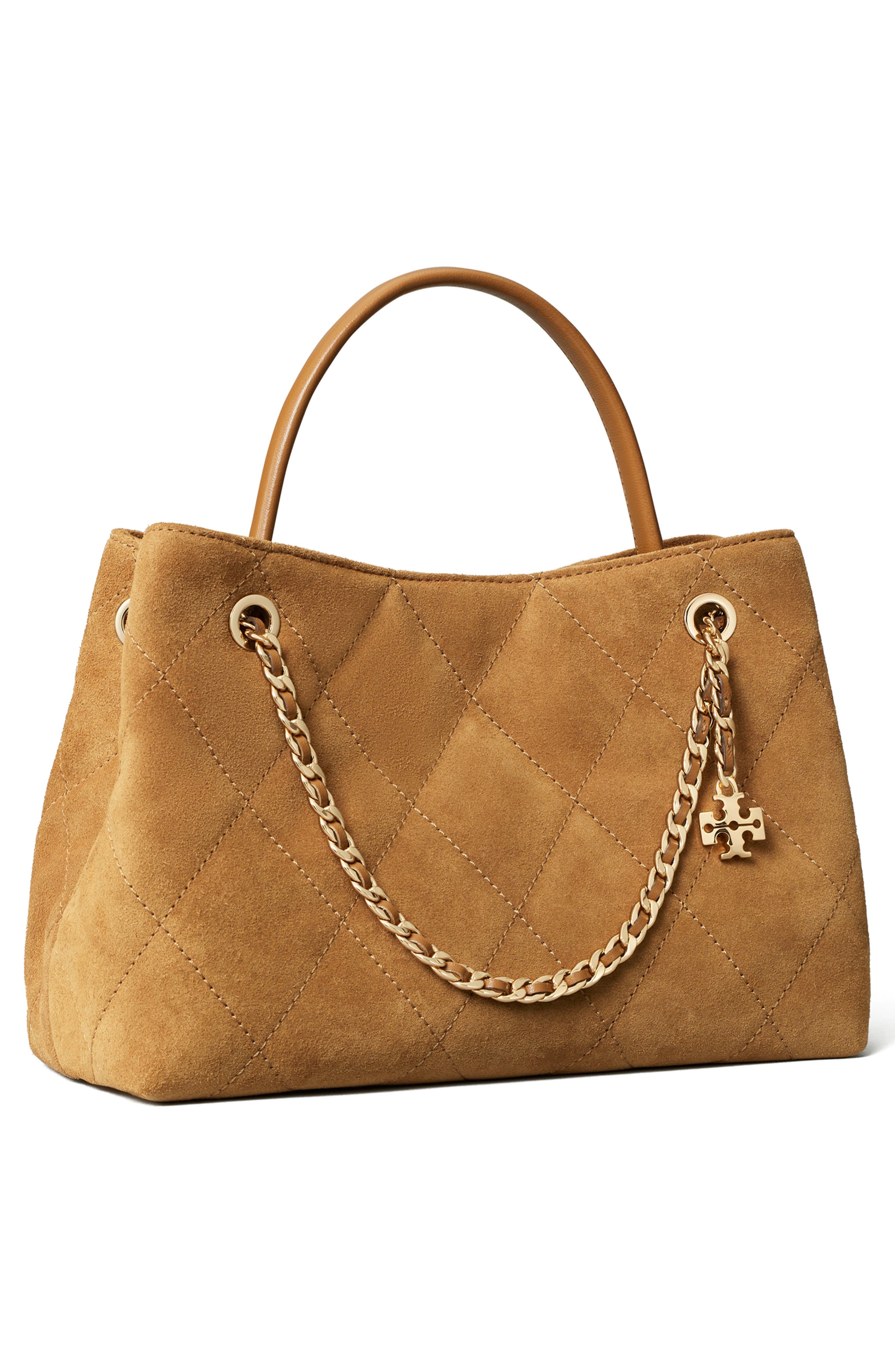 Small Fleming Suede Carryall Tote, Alternate, color, TOFFEE