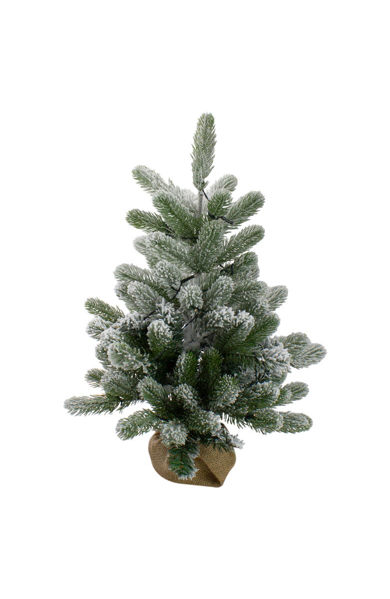 Northlight B/O Frosted Pine Artificial Christmas Tree with Burlap - 2' - Warm White Lights, Main, color, 