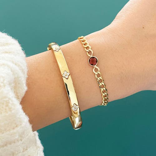 The Lovery Fine Jewelry Garnet Bezel Curb Bracelet In Burgundy