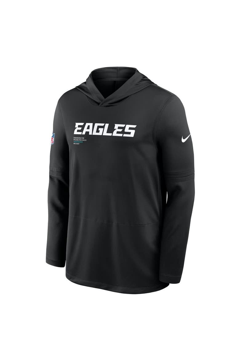 Men's Nike Black Philadelphia Eagles Sideline Pure Fury Performance Long Sleeve Hoodie T-Shirt, Alternate, color, Black