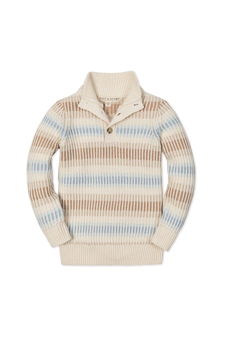 Kids' Organic Mock Neck Stripe Sweater, Main, color, Ombre Winter Stripe