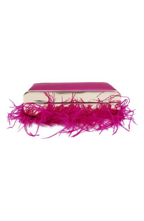 Olga Berg Ostrich Feather Embellished Clutch In Pink
