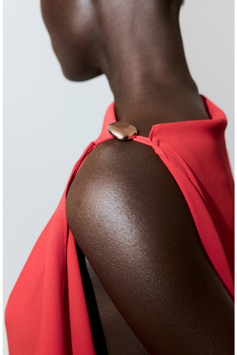 Asymmetrical Neck Dress, Alternate, color, RED