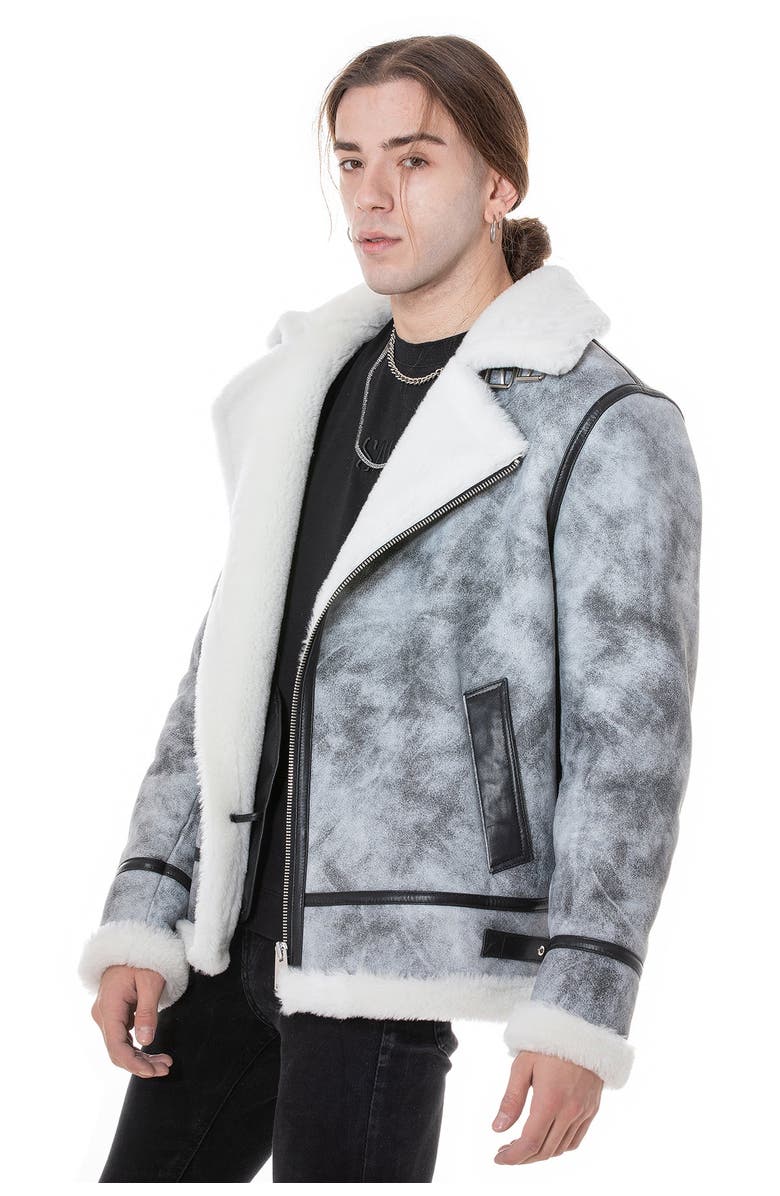 Furniq UK Andrew Marble Shearling Jacket, Main, color, Grey