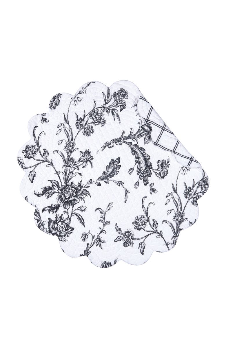 C&F Home Bleighton Black Round Cotton Placemat Machine Washable Set of 6, Alternate, color, Black