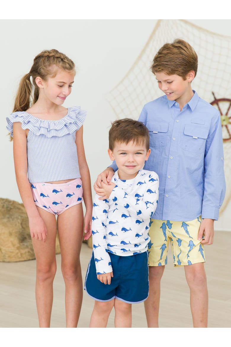 Baby Boys UPF50+ Sun Protected Dolphin Hem Swim Trunks, Alternate, color, Navy