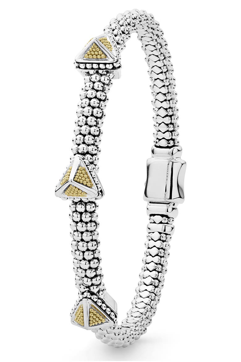 KSL Three Pyramid Station Rope Bracelet, Alternate, color, SILVER