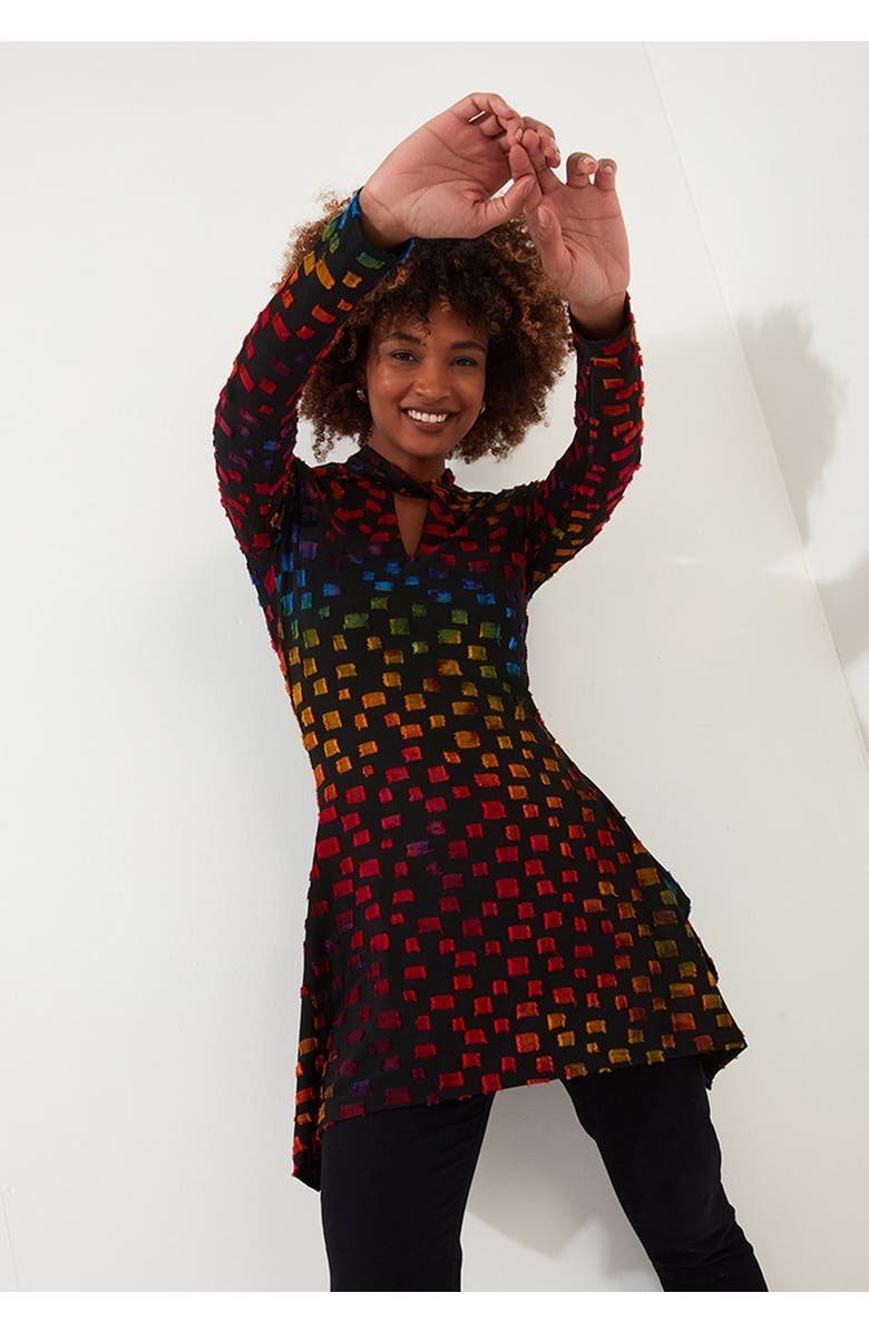 Joe Browns Sharkbite Keyhole Burnout Tunic, Main, color, Multicolor Abstract Geo