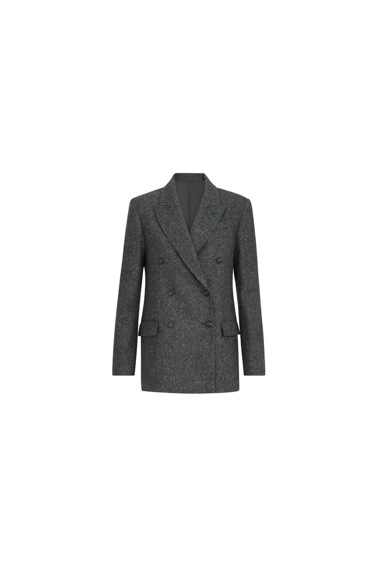 Virgin wool donegal blazer with monili, Alternate, color, Anthracite