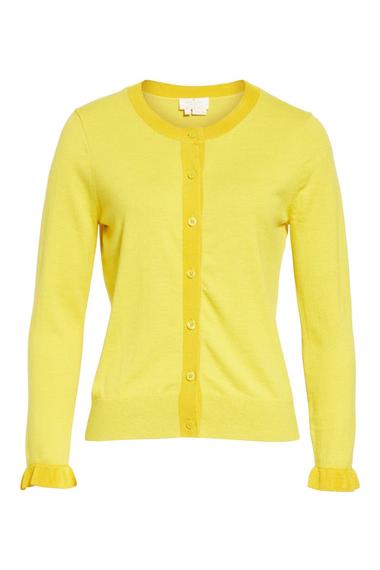 ruffle cardigan, Alternate, color, CHARTREUSE
