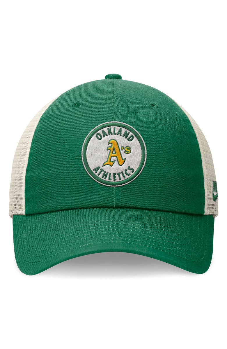 Nike Men's Nike Green Oakland Athletics Cooperstown Collection Rewind Club Trucker Adjustable Hat, Alternate, color, 