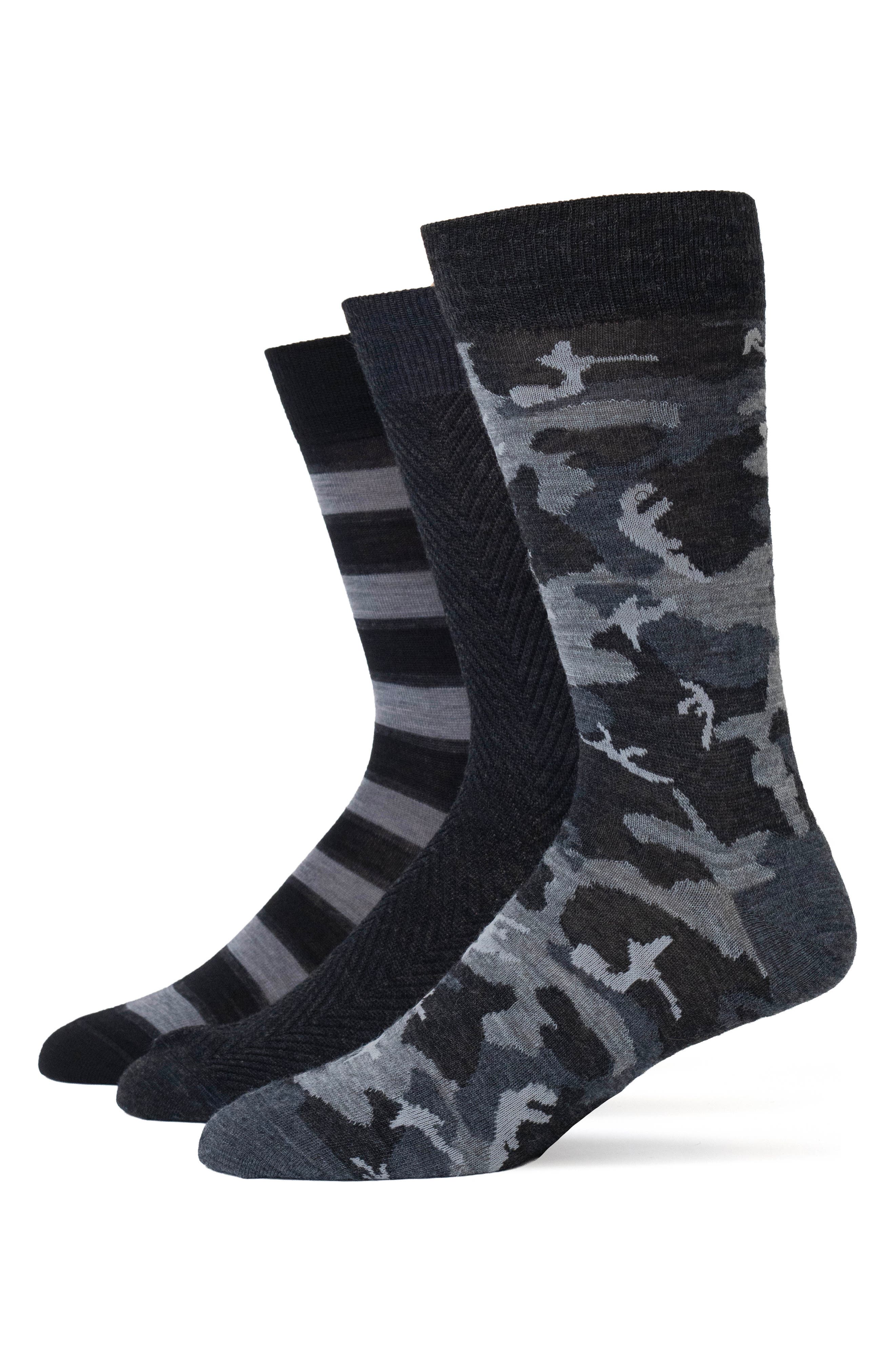 Lorenzo Uomo Assorted 3-Pack Wool Blend Crew Socks