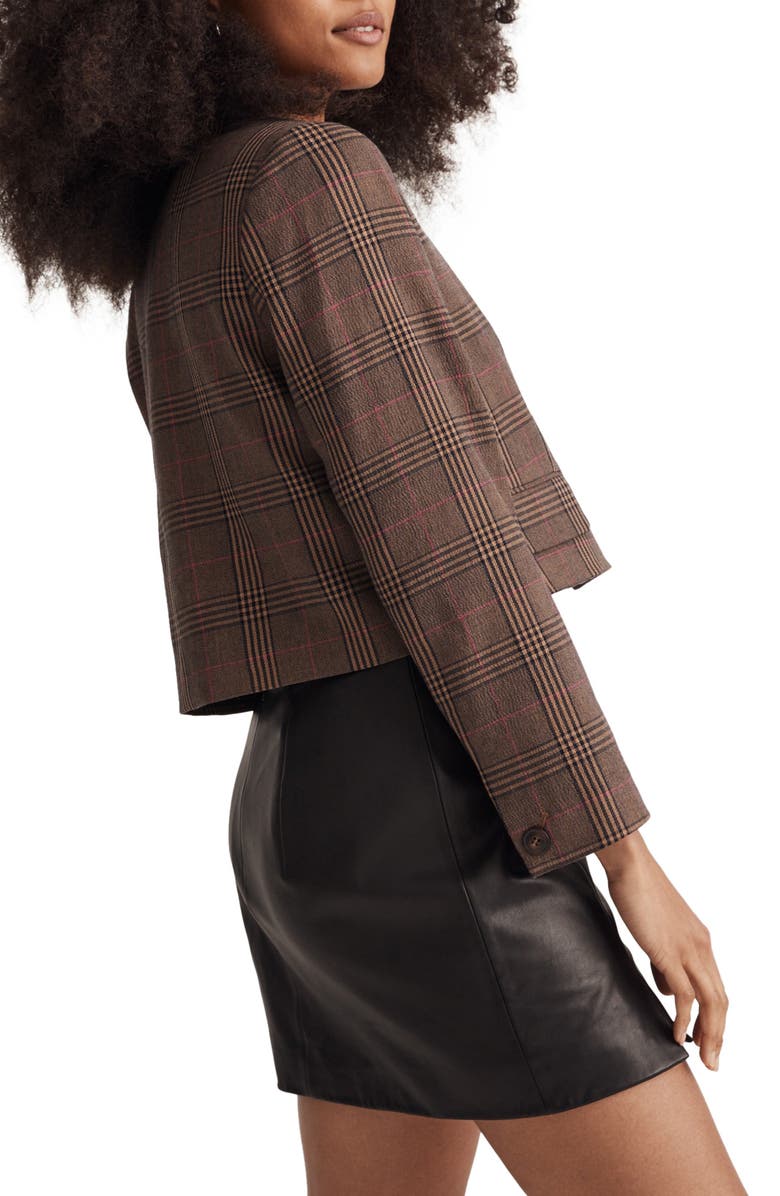 Madewell Stocco Glen Plaid Crop Blazer, Alternate, color,
