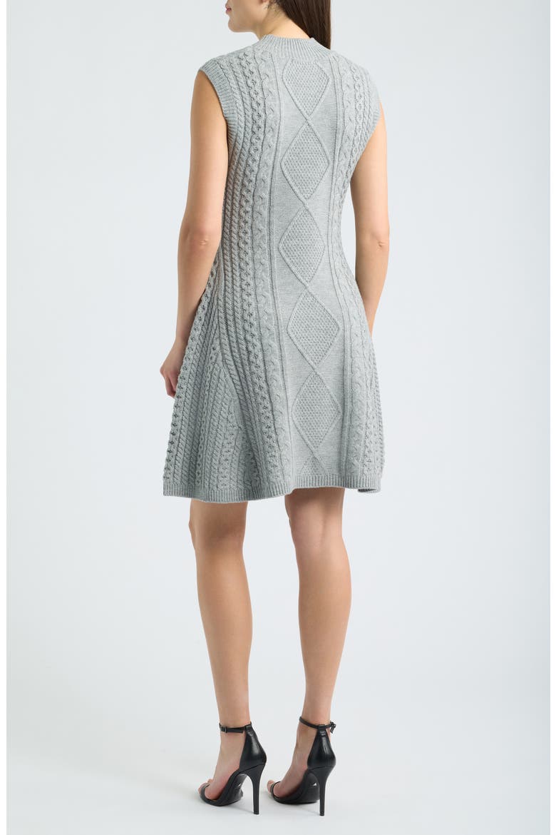 Cable Stitch Sleeveless Sweater Dress, Alternate, color, GREY