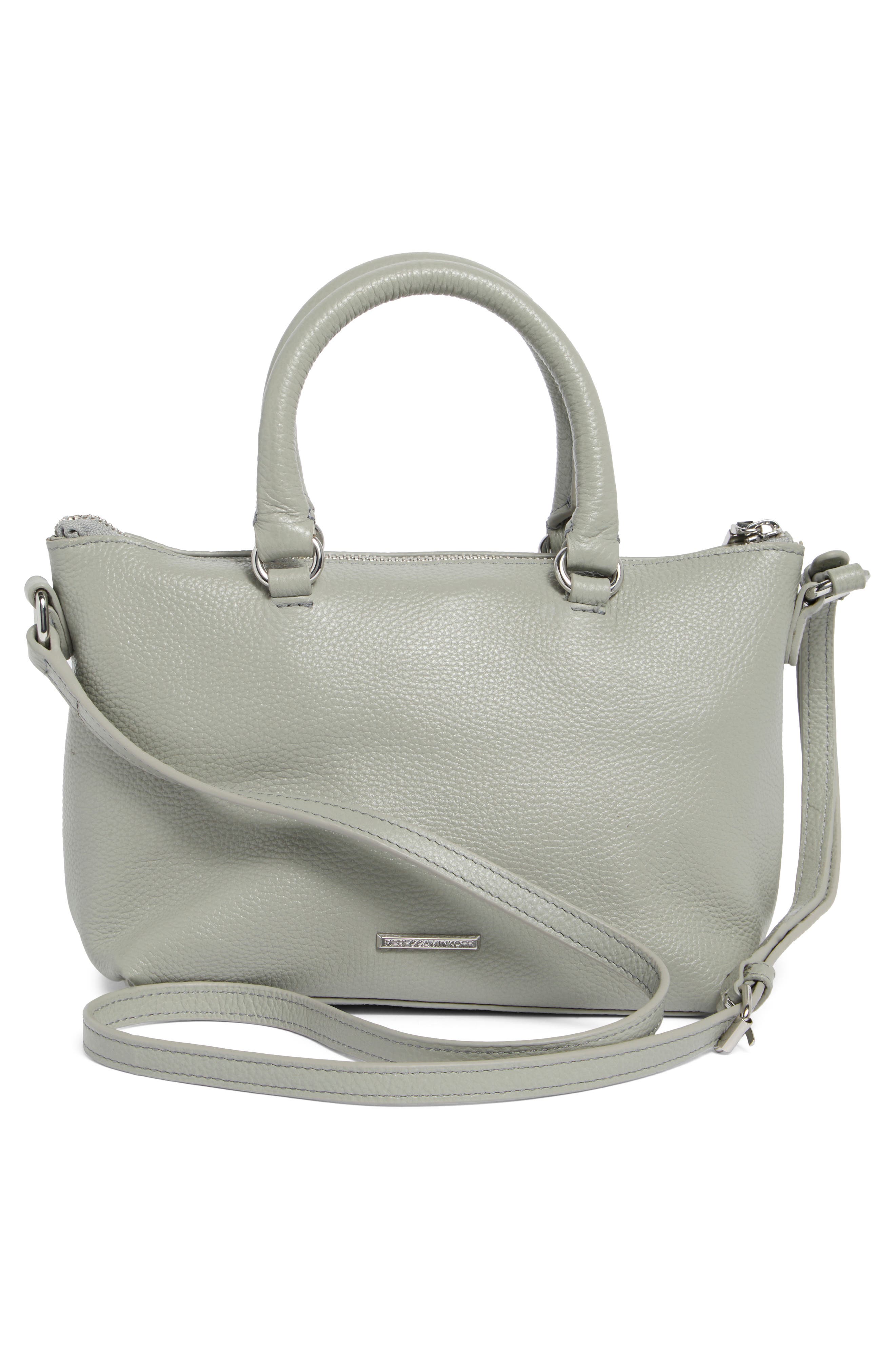Rebecca Minkoff Micro Moto Leather Satchel, Alternate, color, Dove
